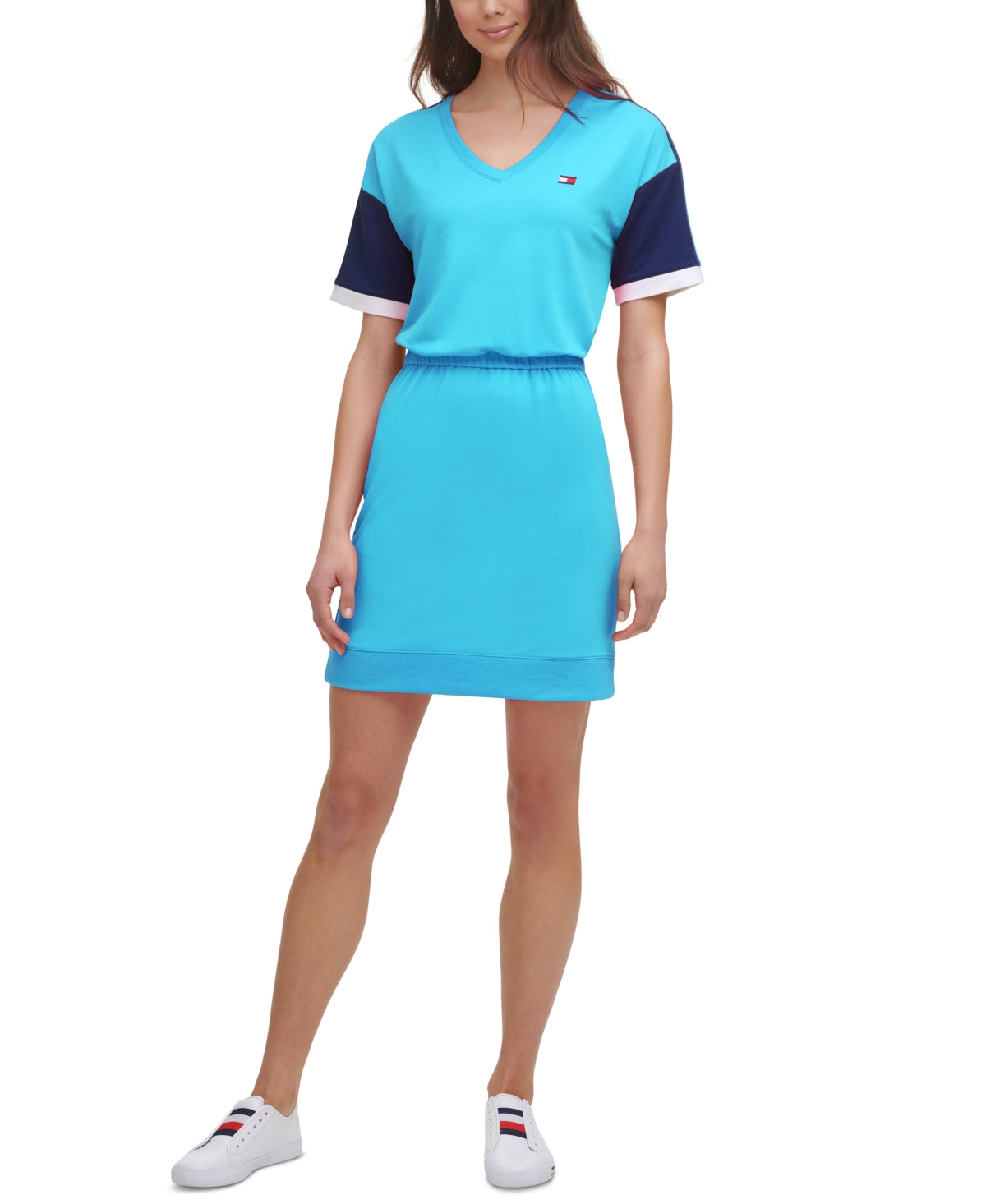 Vestido Tommy Hilfiger Feminino Colorblock Azul Tamanho P