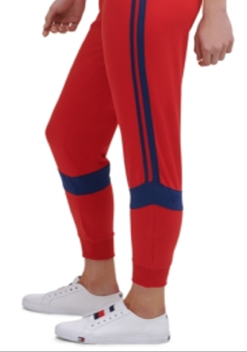 Calça jogger feminina Tommy Hilfiger Sport Colorblocked Logo vermelha tamanho G