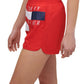 Tommy Hilfiger Calcinha Feminina Stretch com Bolsos Internos, Cintura Elástica, Logo Gráfico, Roupa Esportiva, Vermelha, Tamanho P