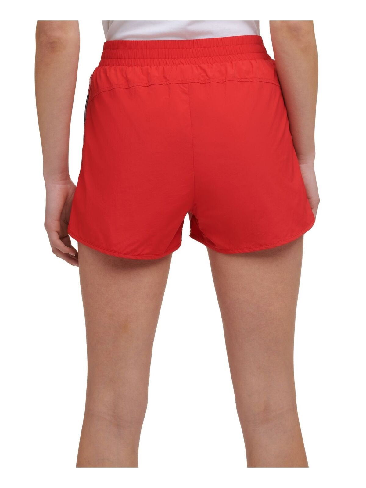 Tommy Hilfiger Calcinha Feminina Stretch com Bolsos Internos, Cintura Elástica, Logo Gráfico, Roupa Esportiva, Vermelha, Tamanho P