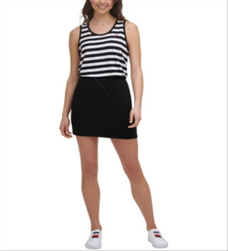 Tommy Hilfiger Women's Striped Colorblock T-Shirt Dress Black Size Medium