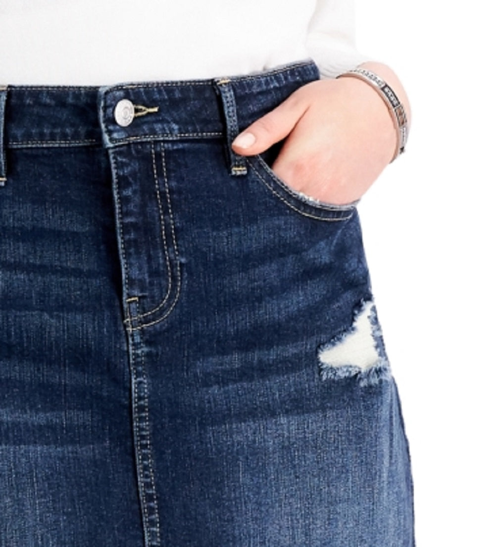 Mini saia evasê com bolsos elásticos Tommy Jeans feminina, azul, tamanho 27/4