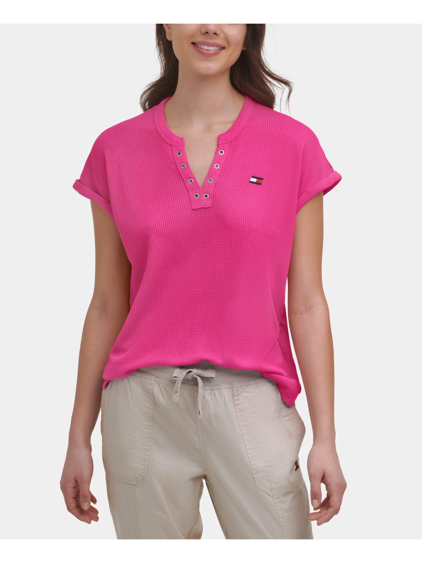 Camiseta Tommy Hilfiger Feminina Split Rosa Tamanho P