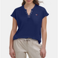 Camiseta Tommy Hilfiger Feminina Manga Curta com Fenda Azul Tamanho P