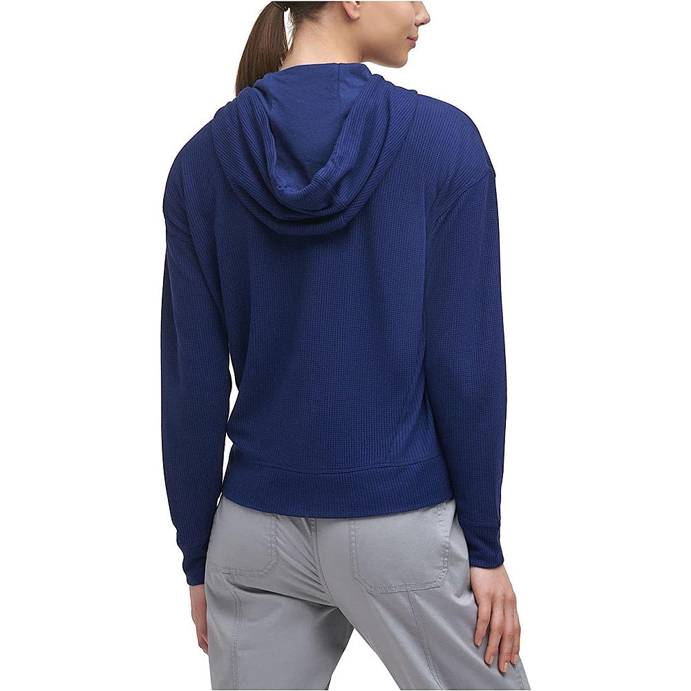 Tommy Hilfiger Sport Waffle Knit Hoodie Feminino Azul Tamanho X-G