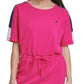 Vestido camiseta feminino Tommy Hilfiger com cordão na cintura, rosa, tamanho médio