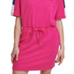 Vestido camiseta feminino Tommy Hilfiger com cordão na cintura, rosa, tamanho médio