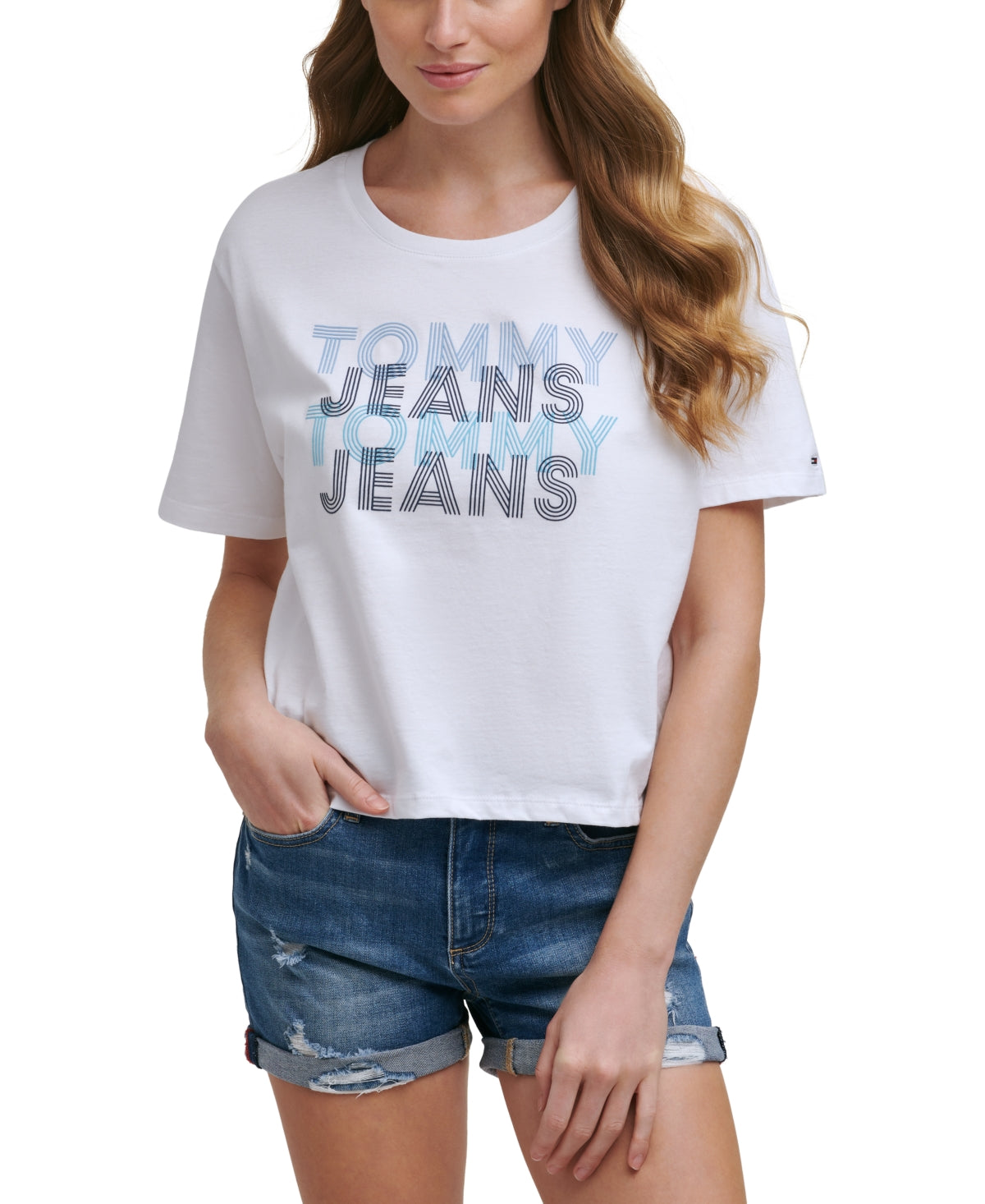 Calça Tommy Jeans Feminina Algodão Cropped Branca Tamanho X-G