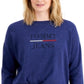 Suéter Tommy Jeans Feminino com Logo e Gola Redonda Azul Tamanho Grande