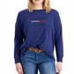 Suéter Tommy Jeans Feminino com Logo e Gola Redonda Azul Tamanho Médio
