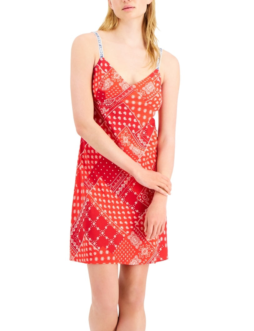 Vestido Tommy Jeans Feminino Patchwork Slip Vermelho Tamanho P
