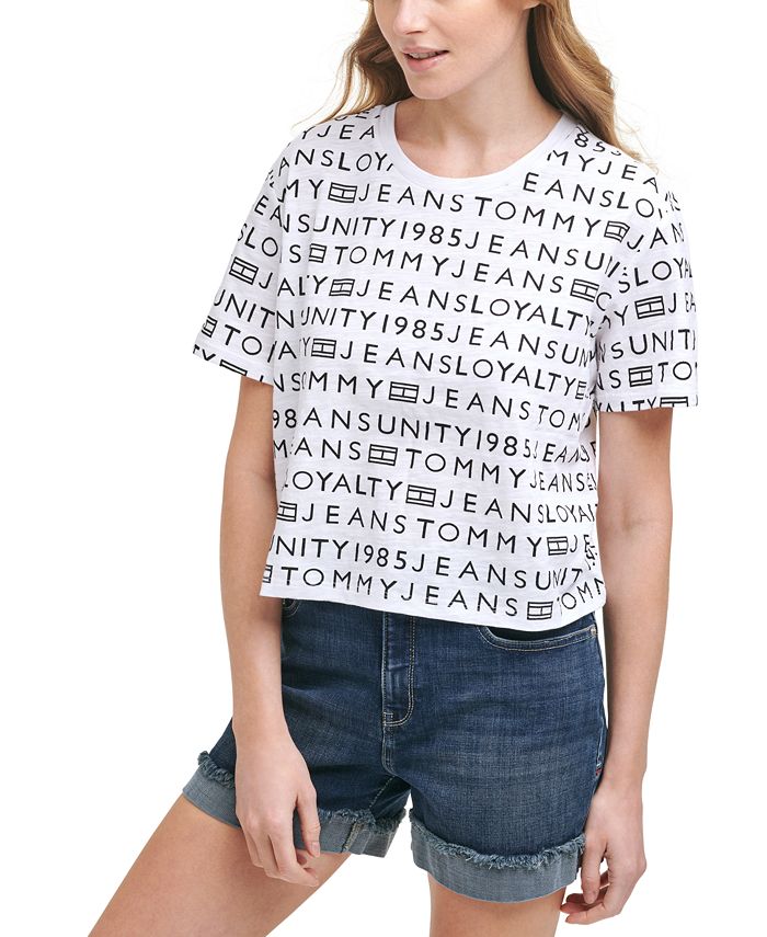 Camiseta Tommy Jeans Feminina Estampada em Algodão Branca Tamanho X-G