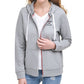 Tommy Jeans Moletom com capuz feminino com logotipo e zíper, cinza, tamanho X-S