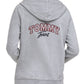 Tommy Jeans Moletom com capuz feminino com logotipo e zíper, cinza, tamanho X-S