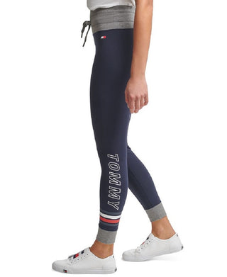 Calça legging feminina Tommy Hilfiger cintura alta comprimento total azul tamanho pequeno
