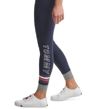 Calça legging feminina Tommy Hilfiger cintura alta comprimento total azul tamanho pequeno