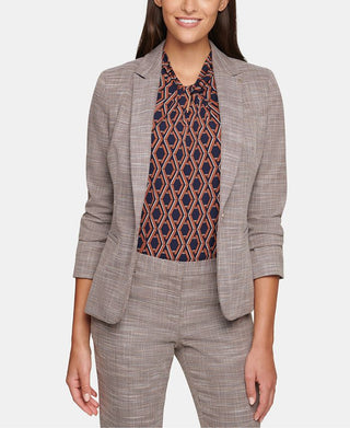 Tommy Hilfiger Blazer feminino com um botão e cotovelo cinza, tamanho 6