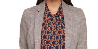 Tommy Hilfiger Blazer feminino com um botão e cotovelo cinza, tamanho 6
