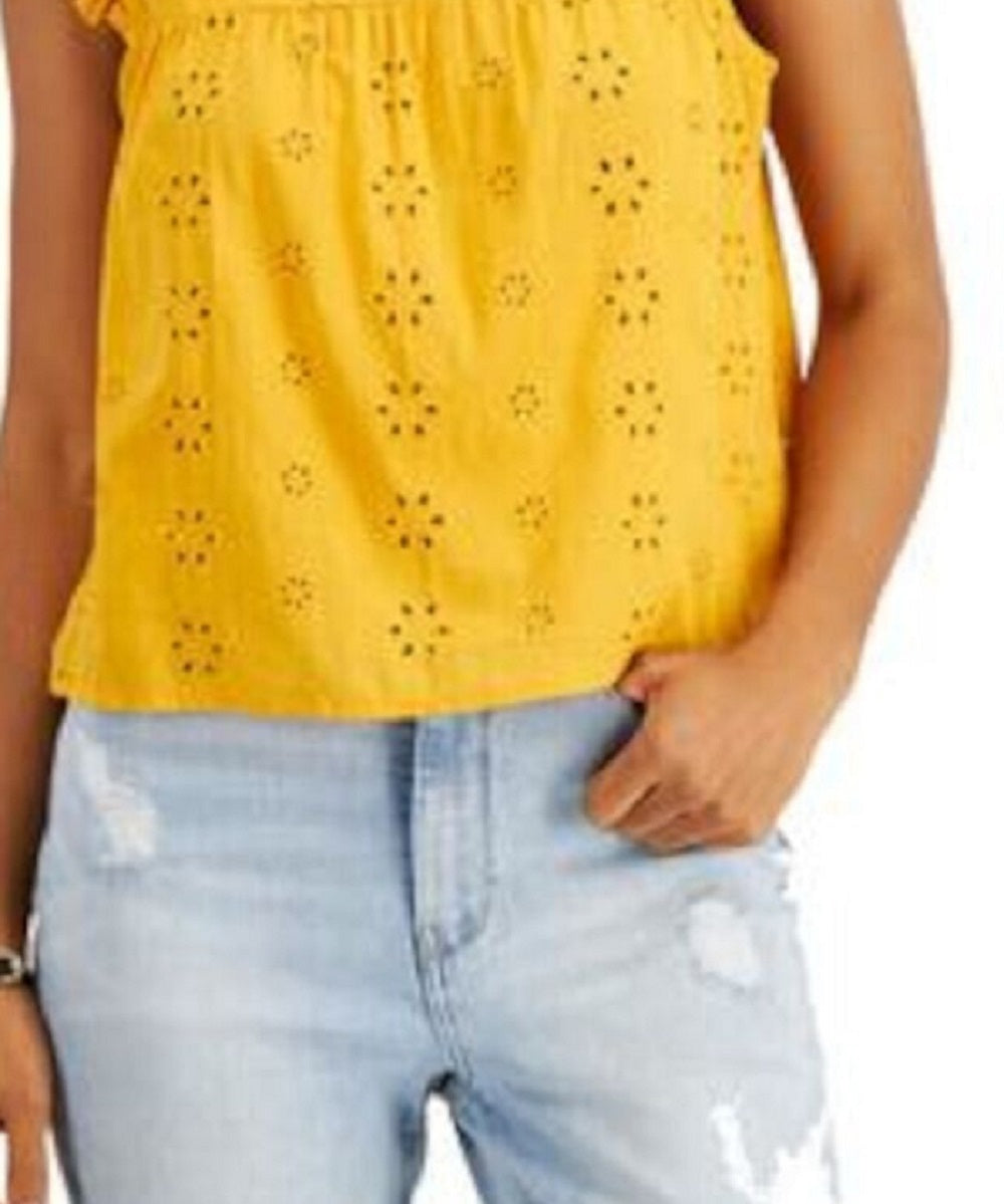Tommy Hilfiger Feminino Babados Ilhós Amarração Costas Abertas Sem Mangas Gola Redonda Amarelo Tamanho X-G
