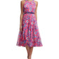Vestido midi com cinto e estampa floral de chiffon Tommy Hilfiger feminino, rosa, tamanho 2