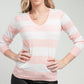 Suéter listrado de rugby de algodão feminino Tommy Hilfiger, rosa, tamanho grande