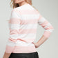Suéter listrado de rugby de algodão feminino Tommy Hilfiger, rosa, tamanho grande