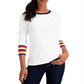 Tommy Hilfiger Blusa Listrada Feminina de Algodão com Punho Branco Tamanho Grande