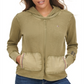 Tommy Jeans Moletom com capuz feminino Waffle Mix Media Verde Tamanho Grande