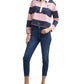 Camisa polo feminina Tommy Jeans de algodão com manga comprida e estampada, rosa, tamanho grande