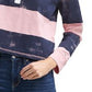 Camisa polo feminina Tommy Jeans de algodão com manga comprida e estampada, rosa, tamanho grande
