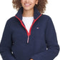 Moletom Tommy Hilfiger Fuzzy com zíper feminino, azul, tamanho médio
