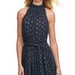 Vestido Tommy Hilfiger Feminino com Glitter Dot e Gola Alta Azul Tamanho 4