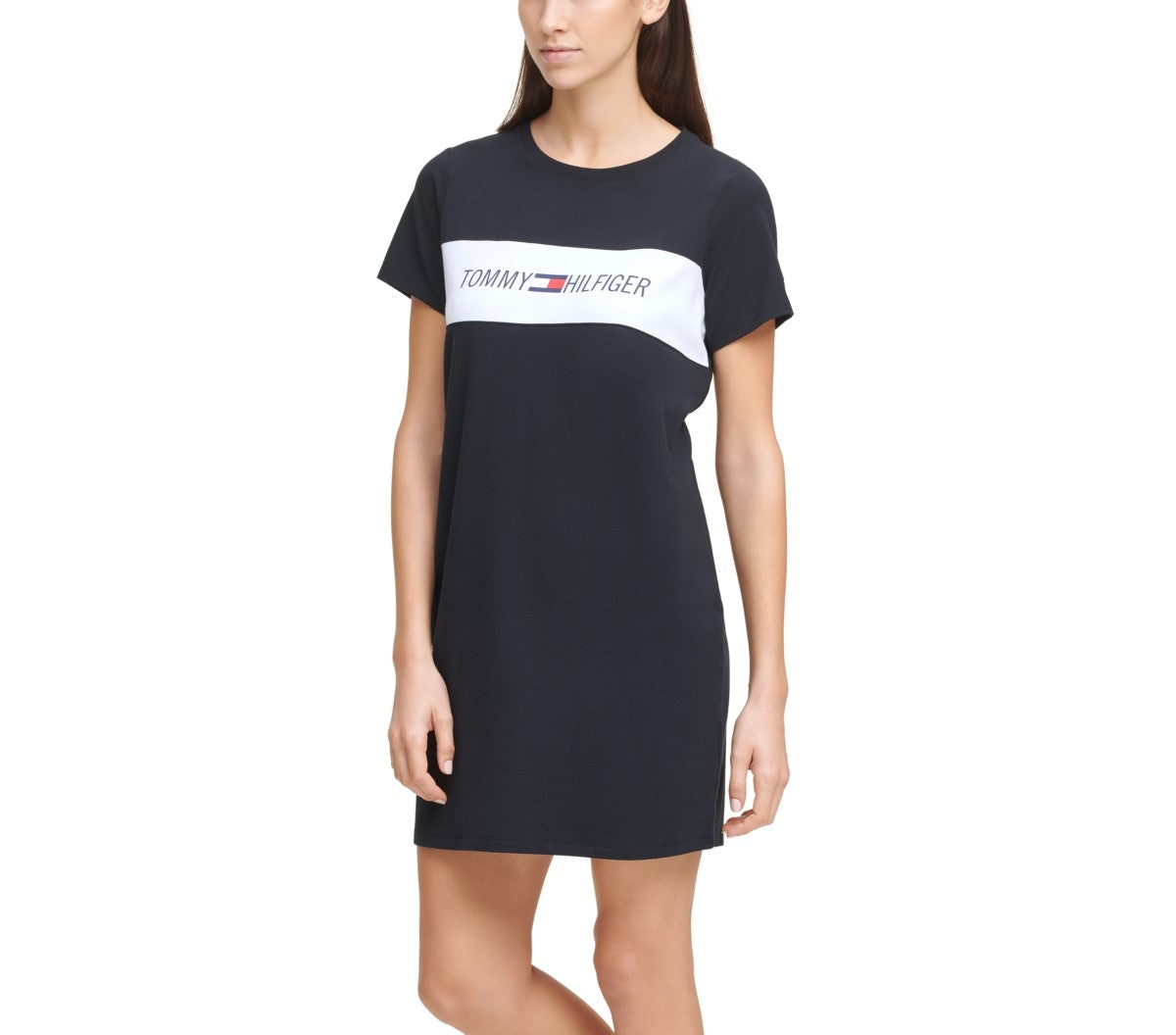 Vestido camiseta estampado feminino Tommy Hilfiger preto tamanho médio