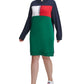 Vestido com capuz Tommy Hilfiger Plus Colorblocked feminino - Verde, tamanho 2X