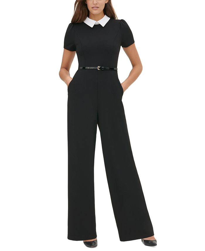 Macacão Tommy Hilfiger Feminino com Gola e Cinto, Preto, Tamanho 2