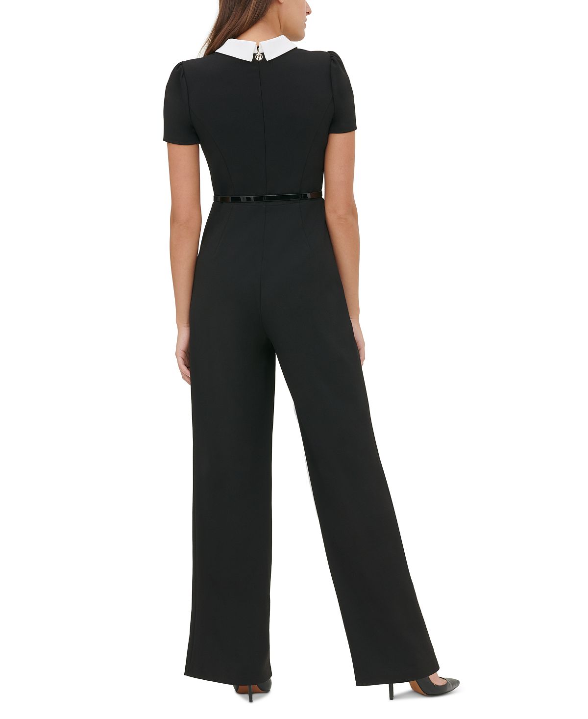 Macacão Tommy Hilfiger Feminino com Gola e Cinto, Preto, Tamanho 2