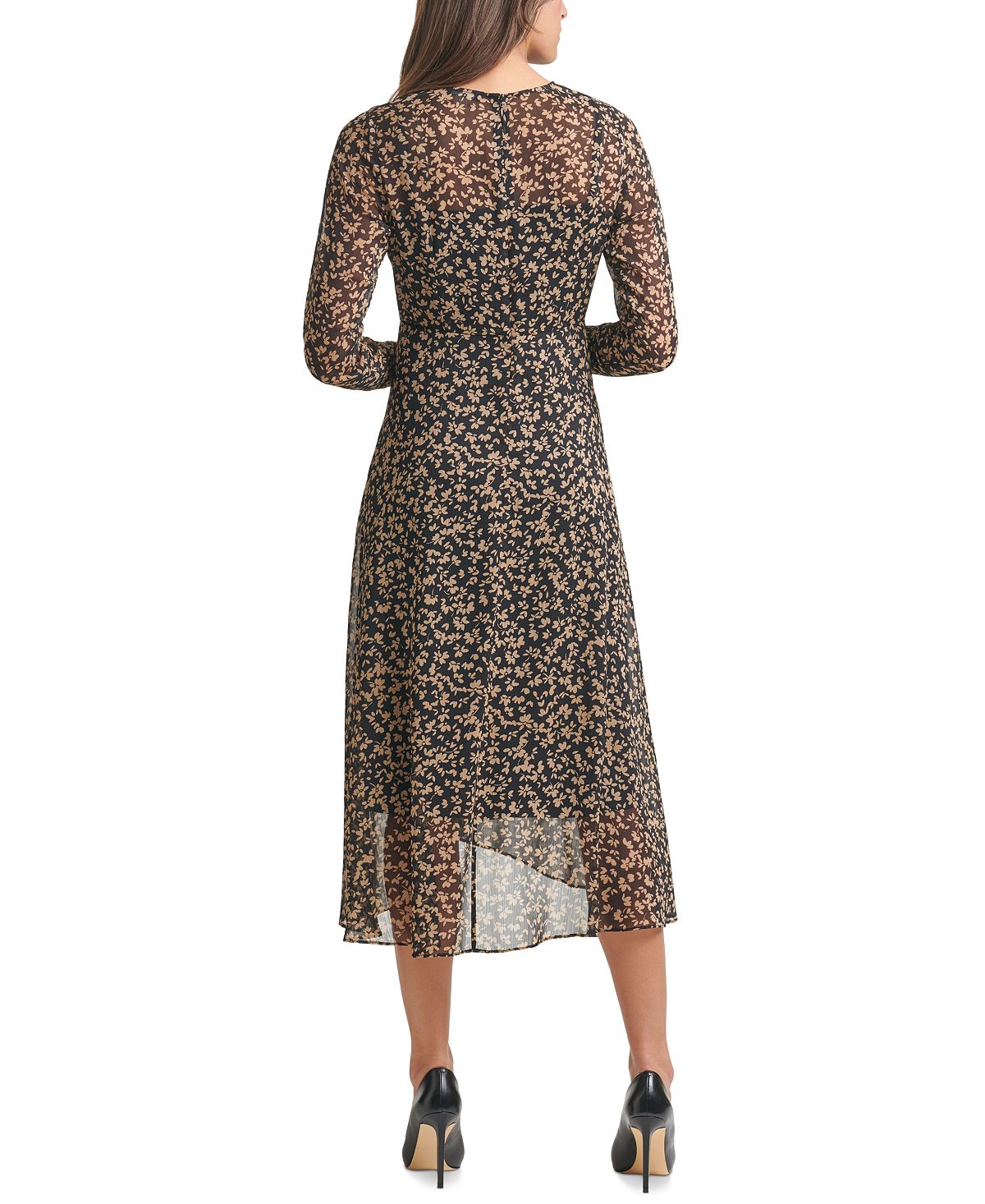 Vestido midi feminino Tommy Hilfiger com bainha cruzada, preto, tamanho 8