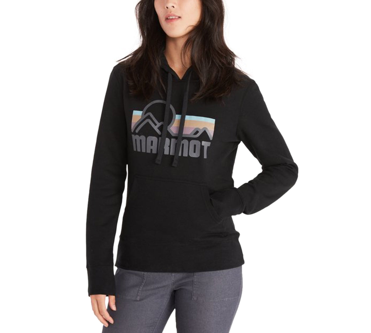 Moletom com capuz feminino Marmot Coastal Fleece, preto, tamanho pequeno