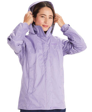 Jaqueta de chuva Precip Eco feminina Marmot roxa, tamanho médio