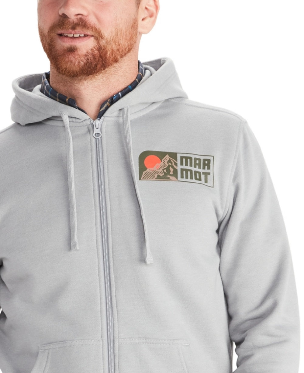 Moletom com capuz Marmot masculino com zíper completo, cinza, tamanho XX-G