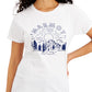 Camiseta feminina Marmot Cotton Shine com estampa gráfica, branca, tamanho médio