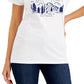 Camiseta feminina Marmot Cotton Shine com estampa gráfica, branca, tamanho médio