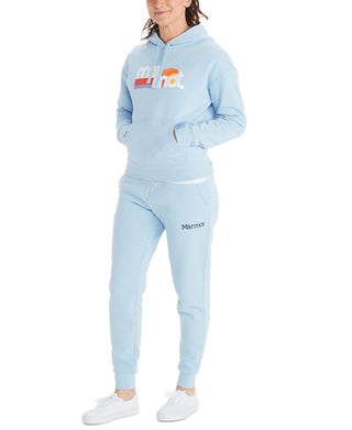 Moletom com capuz feminino Marmot Oceanside Graphic Print Azul Tamanho P