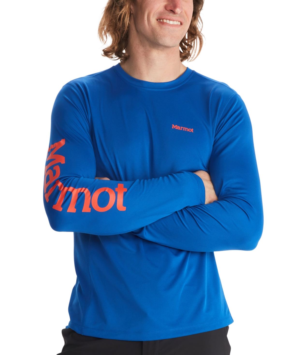 Camisa masculina Marmot com logotipo Windridge, azul, tamanho extragrande