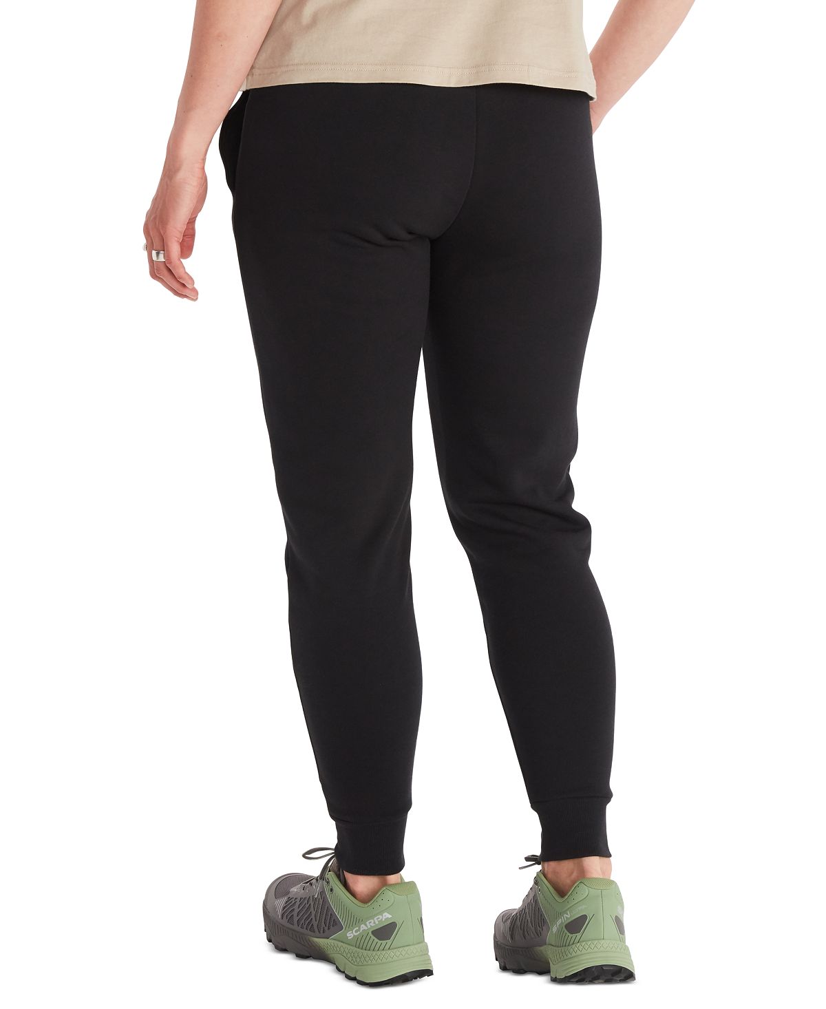 Calça de moletom feminina Marmot com logo, preta, tamanho pequeno