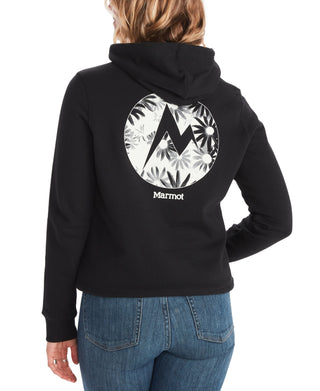 Moletom com capuz feminino Marmot Daisy Logo Graphic de peso médio, preto, tamanho grande