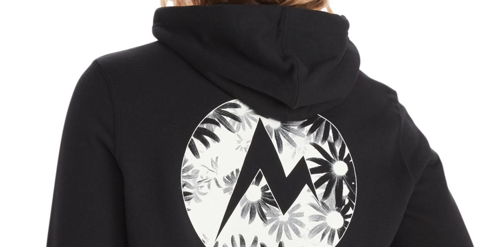 Moletom com capuz feminino Marmot Daisy Logo Graphic de peso médio, preto, tamanho grande