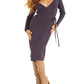 Vestido suéter feminino GUESS Everly manga comprida, azul marinho, tamanho médio