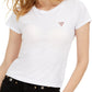 Camiseta feminina com logo GUESS, branca, tamanho médio