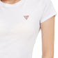 Camiseta feminina com logo GUESS, branca, tamanho médio